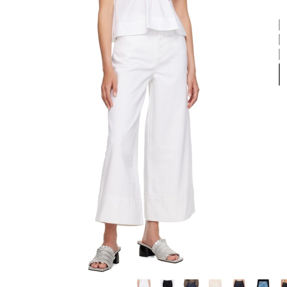 Ganni Pants - GANNI Wide Leg Cropped Jeans in White